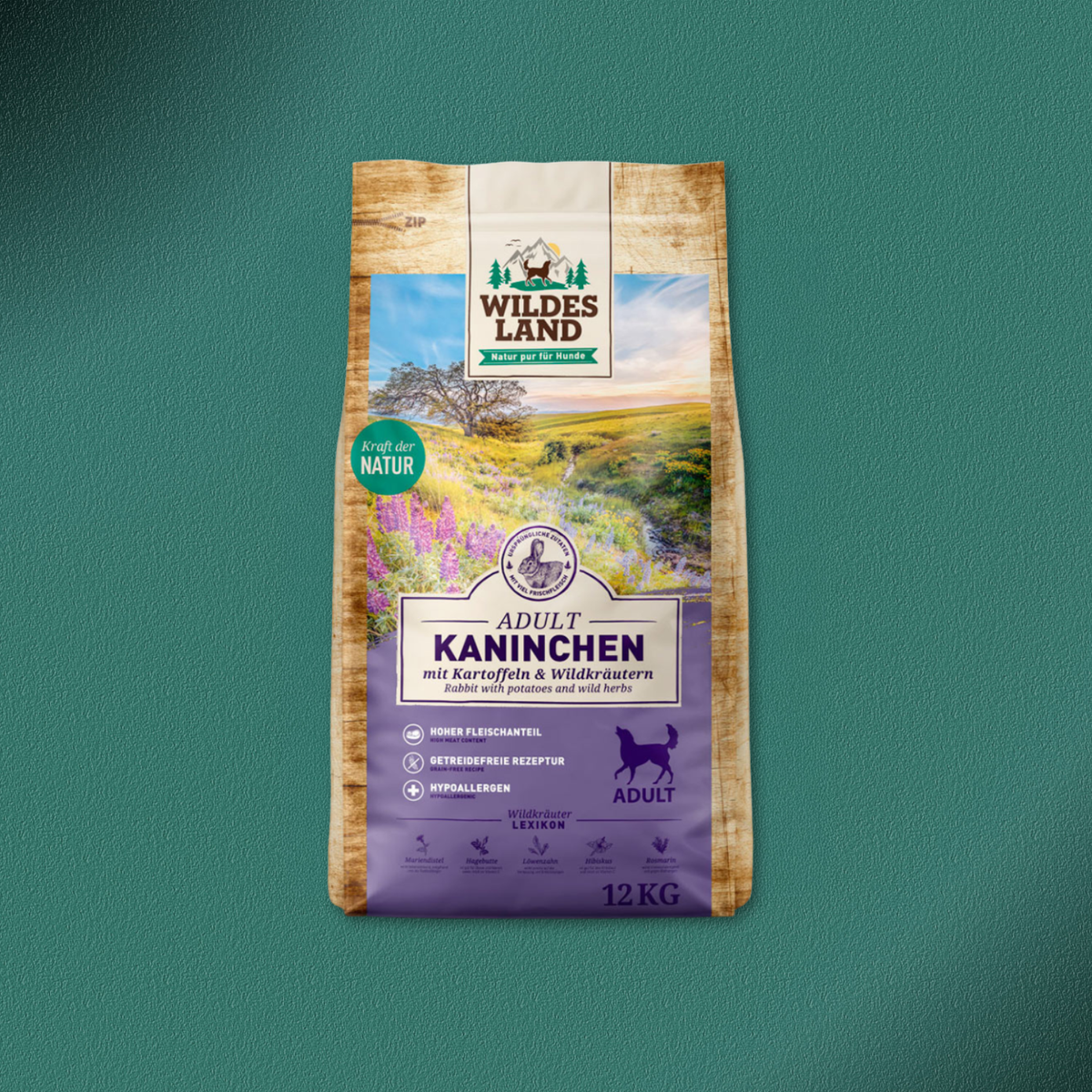 12kg Wildes Land Classic Adult - Kaninchen mit Kartoffeln und Wildkräutern