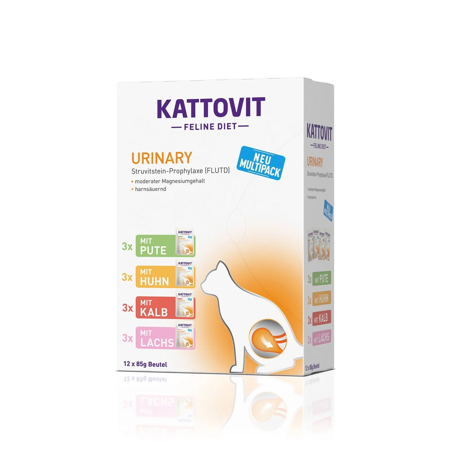 48x85g Kattovit Urinary Multibox (12xPute,Kalb,Lachs,Huhn)