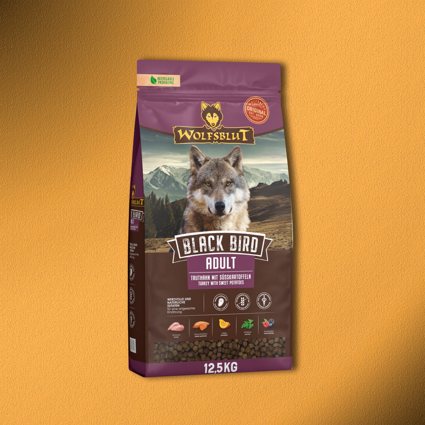2x12,5kg Wolfsblut Black Bird Adult – Truthahn mit Süßkartoffeln, Trockenfutter