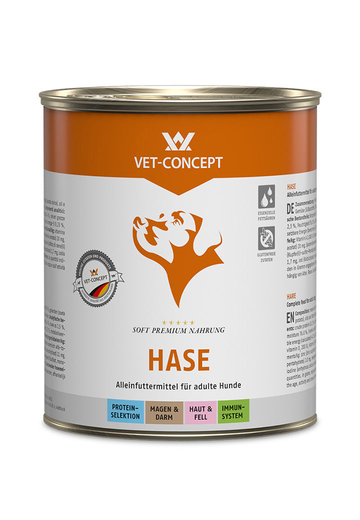 30x800g Vet Concept Hundemenü - Hase