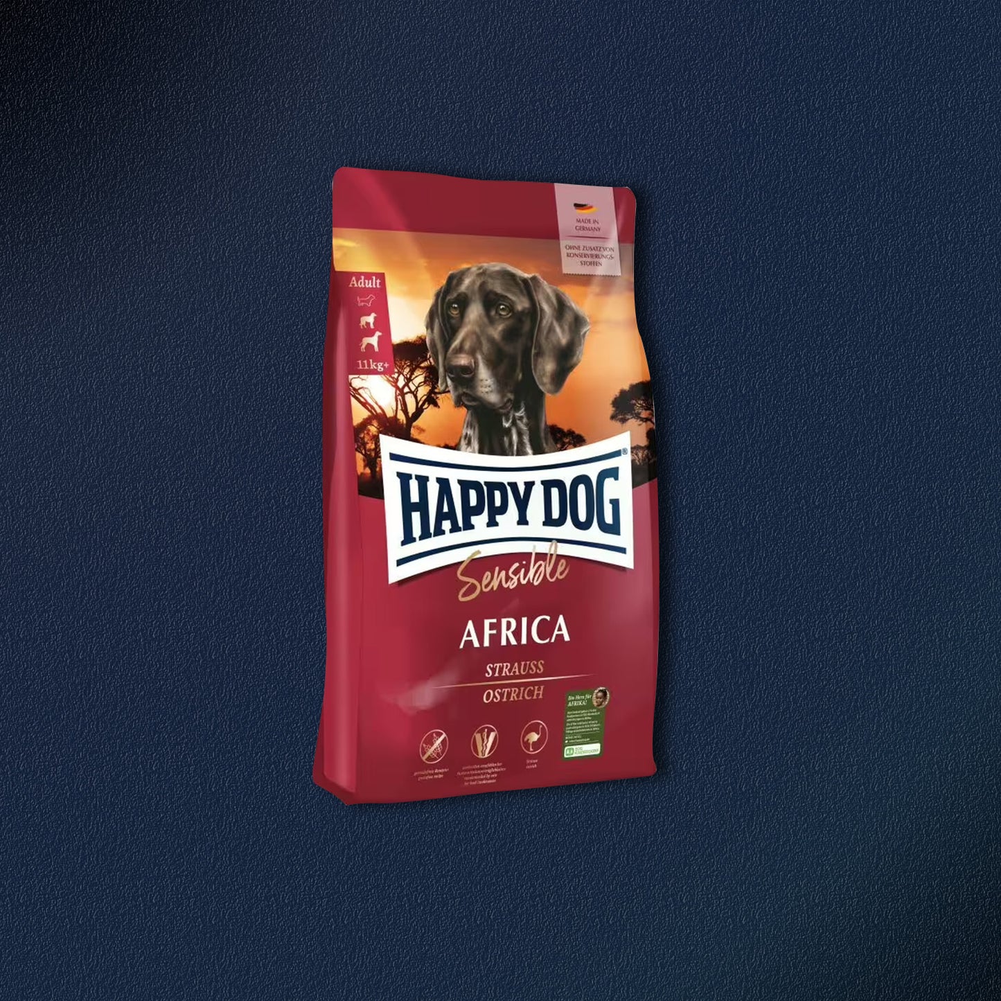 2x12,5kg Happy Dog Sensible Africa Adult Strauß & Kartoffel