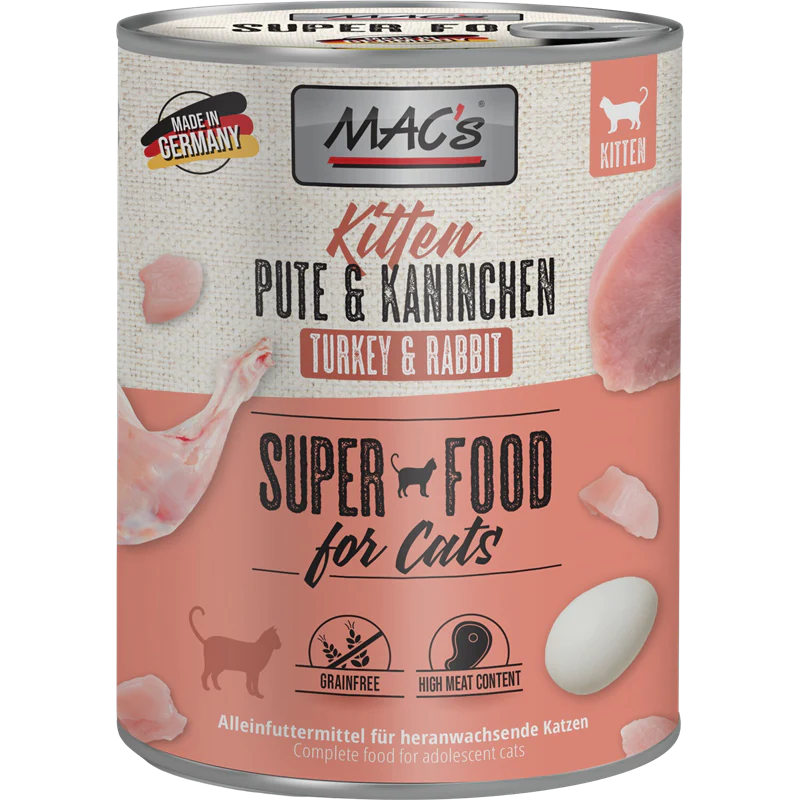 30x800g MAC's Cat Kitten Pute + Kaninchen