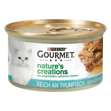 48x85g GOURMET Nature's Creations, reich an Thunfisch, garniert mit Tomaten und Reis