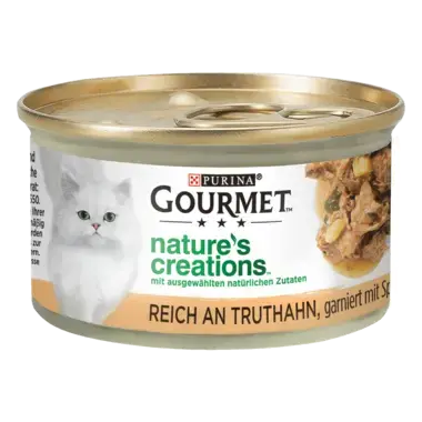 48x85g GOURMET Nature's Creations, reich an Truthahn, garniert mit Spinat und Pastinaken