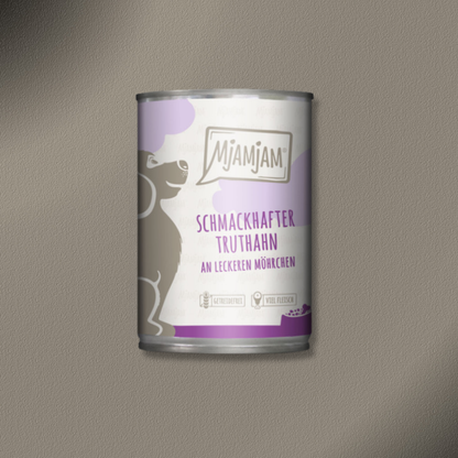24x400g MjAMjAM Dog - schmackhafter Truthahn an leckeren Möhrchen