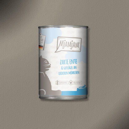 24x400g MjAMjAM  Cat zarte Ente & Geflügel an leckeren Möhrchen