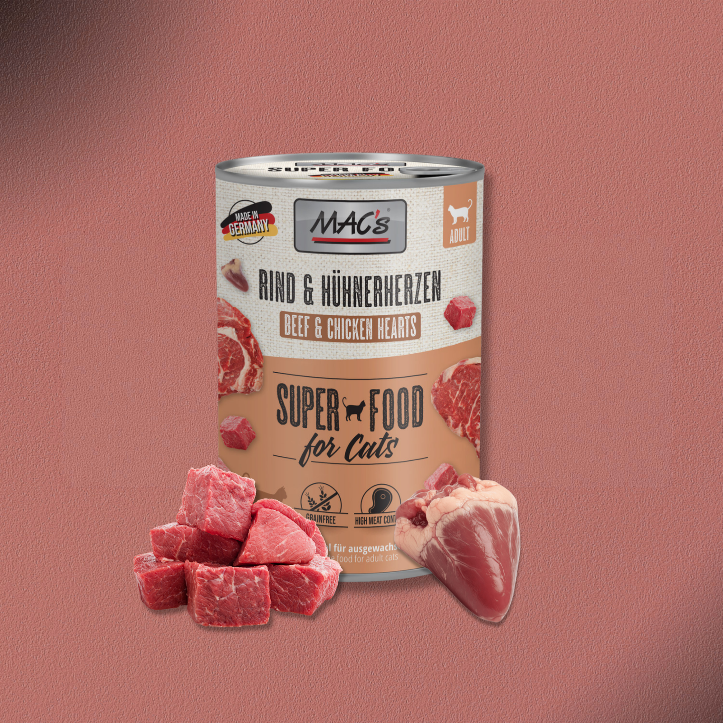 6x400g MAC's Cat Rind & Hühnerherzen
