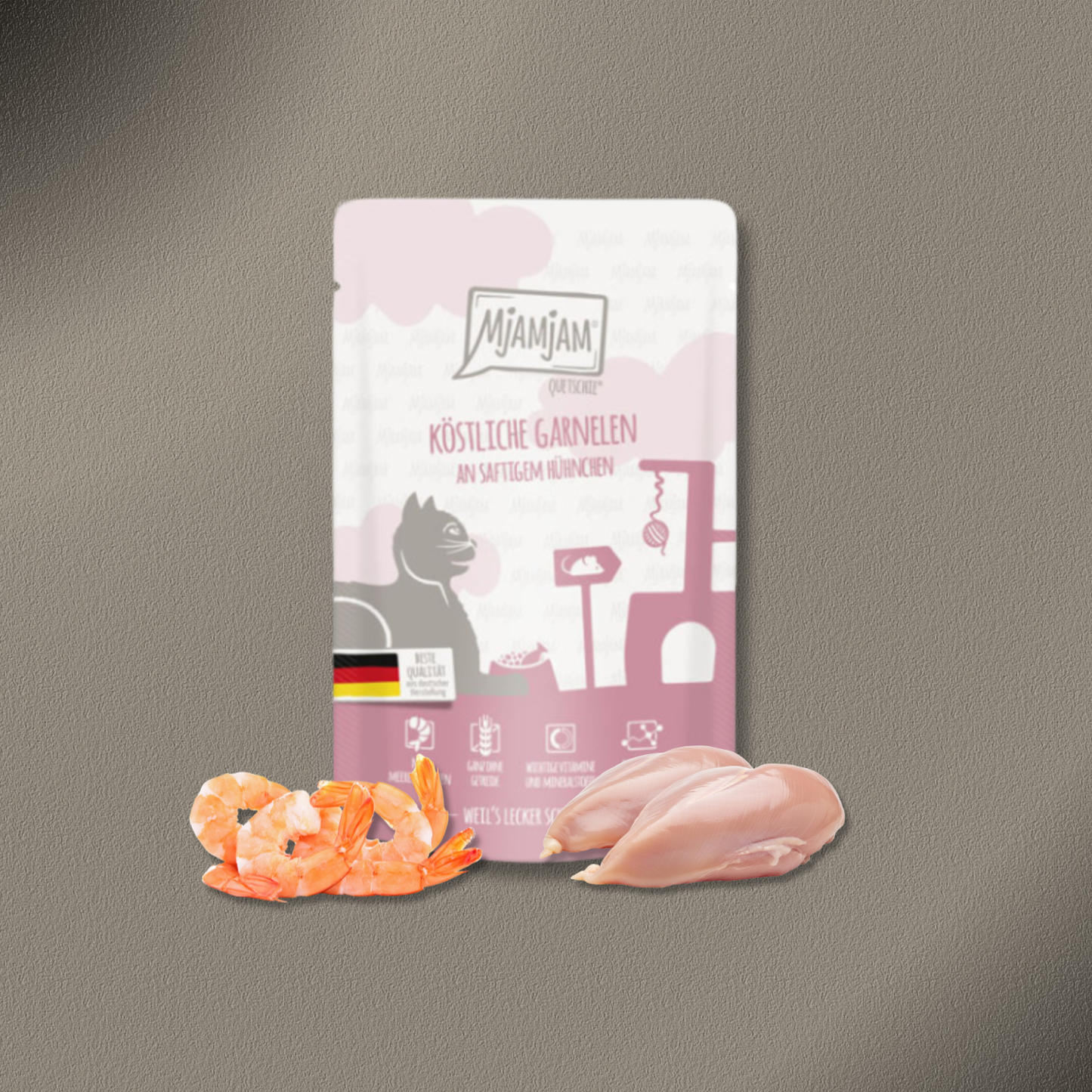 36x125g MjAMjAM - Quetschie köstliche Garnelen an saftigem Hühnchen
