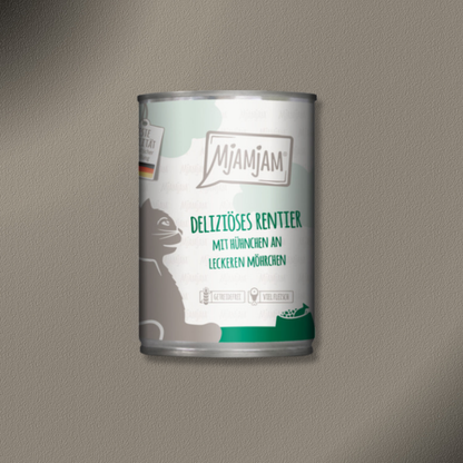 30x400g MjAMjAM Cat - deliziöses Rentier mit Hühnchen an leckeren Möhrchen