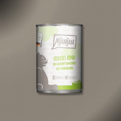 24x400g MjAMjAM Cat leckeres Rind an gedämpftem Kürbis