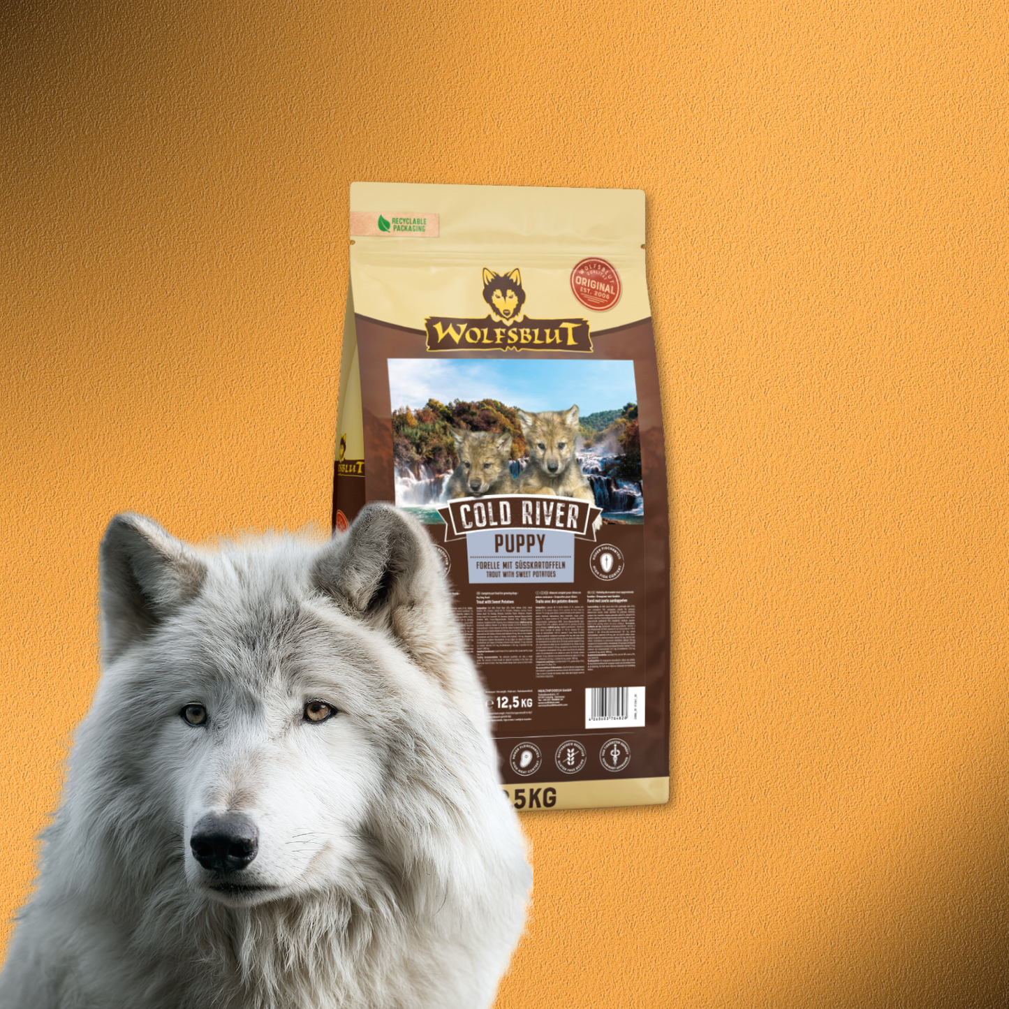 12,5 kg Wolfsblut Puppy Cold River – Ente mit Kartoffeln