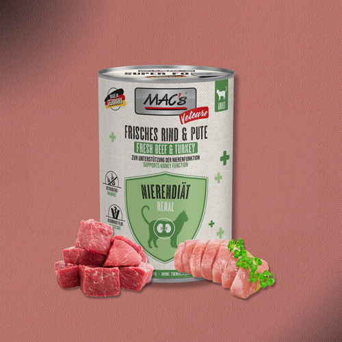 6x400g MAC's Cat Vetcare Nierendiät Rind & Pute
