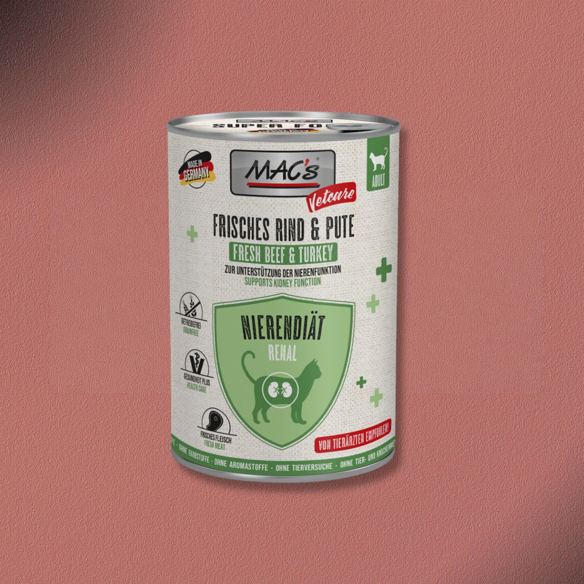 6x400g MAC's Cat Vetcare Nierendiät Rind & Pute