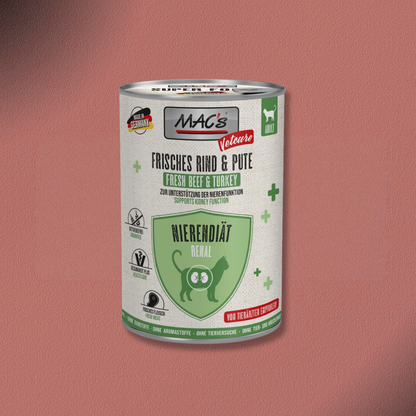 6x400g MAC's Cat Vetcare Nierendiät Rind & Pute