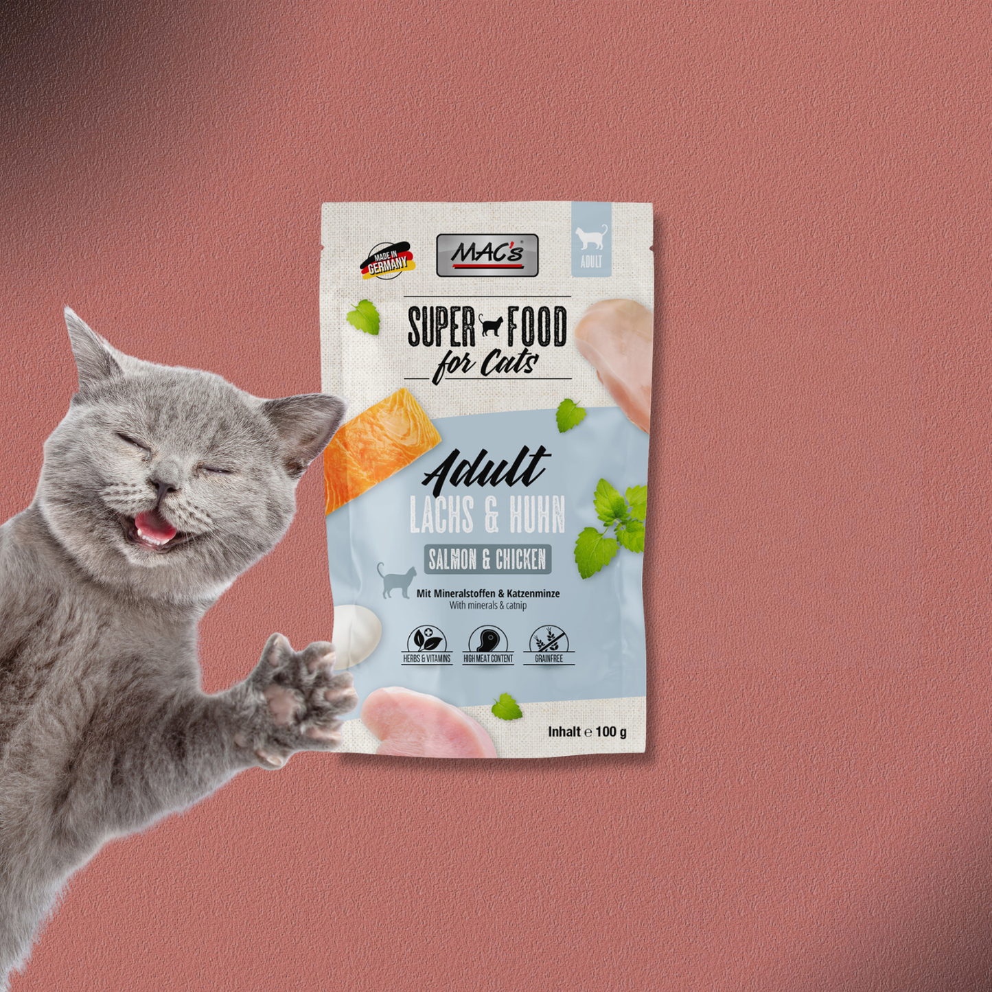12x100g MAC'S Cat Pouchpack Lachs & Huhn