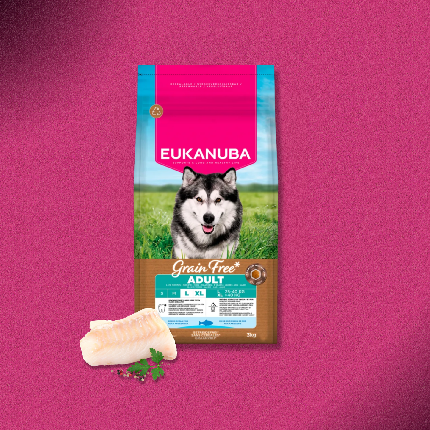2x12kg Eukanuba Grain Free Adult Large & Giant Breed mit Seefisch