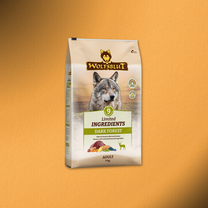 9kg Wolfsblut Adult Limited INGREDIENTS Dark Forest - Wild und Süßkartoffel