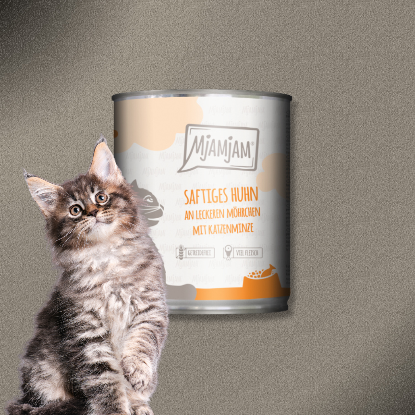 6x800g MjAMjAM Cat - saftiges Huhn an leckeren Möhrchen mit Katzenminze