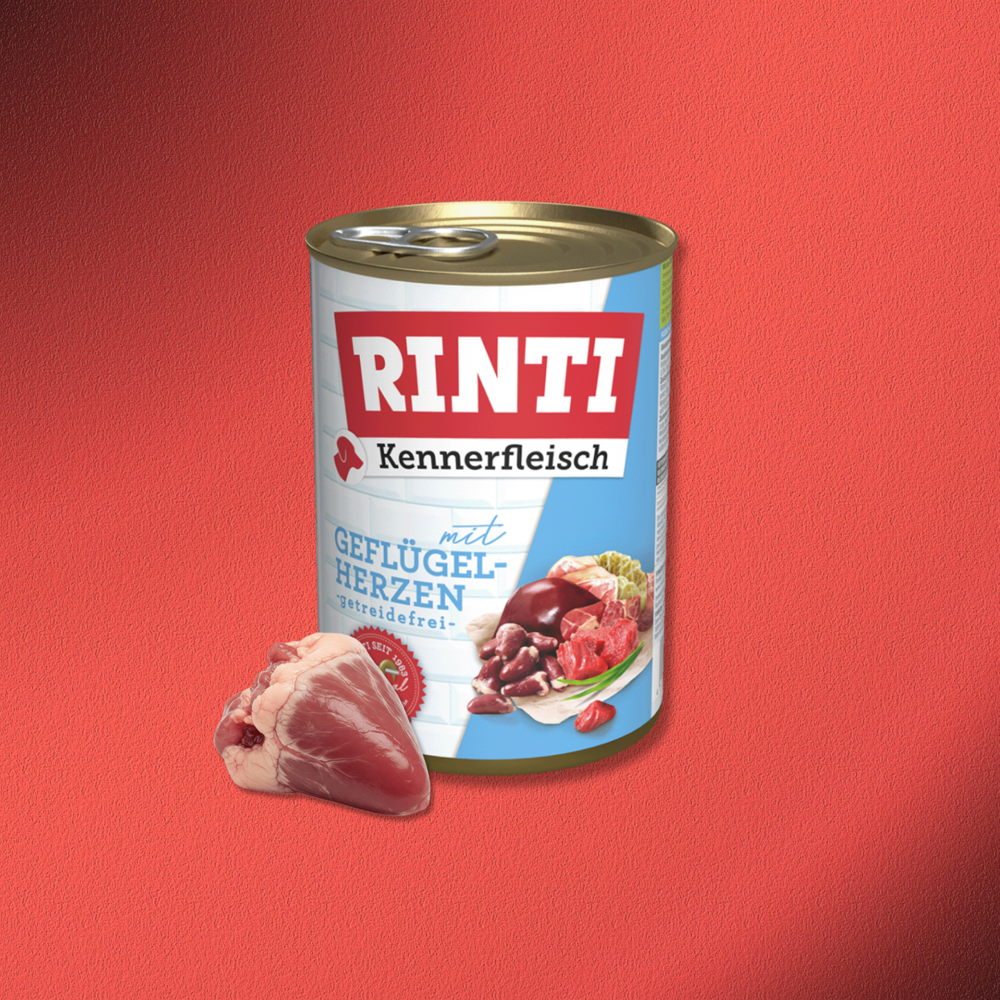 30x400g Rinti Kennerfleisch mit Geflügelherzen - getreidefrei