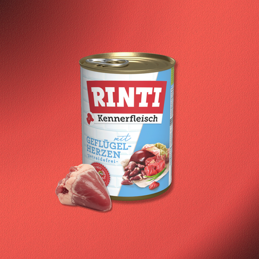 30x400g Rinti Kennerfleisch mit Geflügelherzen - getreidefrei