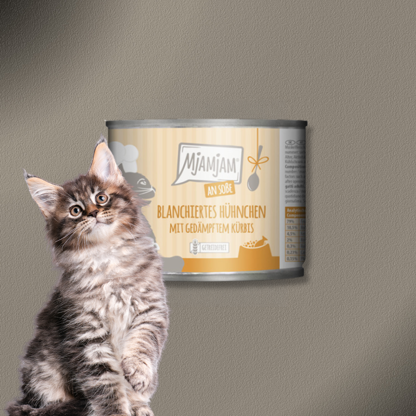 6x185g MjAMjAM Cat - blanchiertes Hühnchen mit gedämpftem Kürbis an Soße