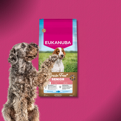 2x12kg Eukanuba Grain Free Senior Small & Medium mit Seefisch