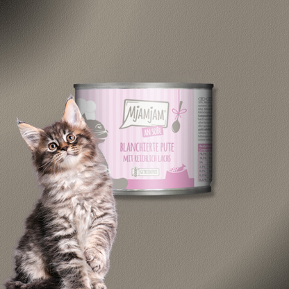 6x185g MjAMjAM Cat - blanchierte Pute mit reichlich Lachs an Soße
