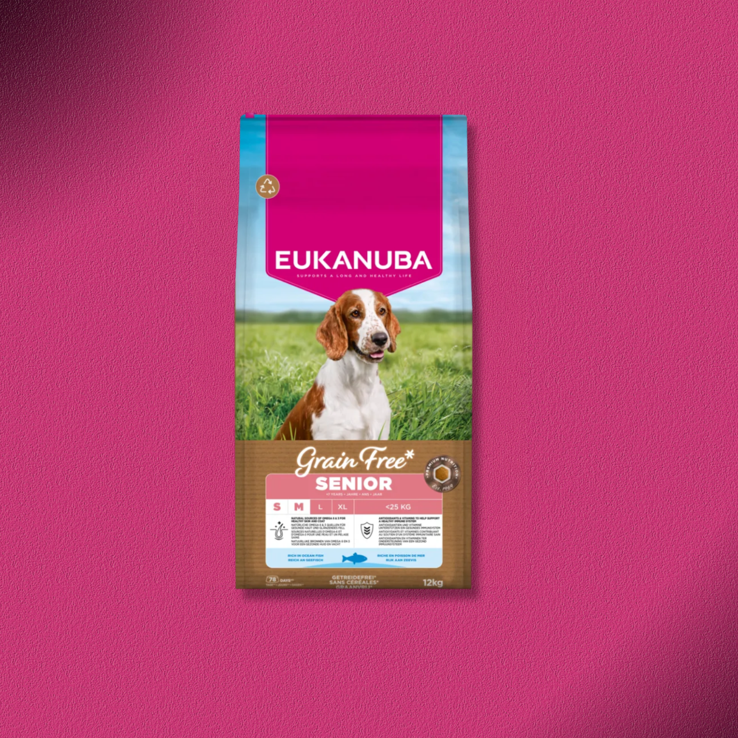 2x12kg Eukanuba Grain Free Senior Small & Medium mit Seefisch