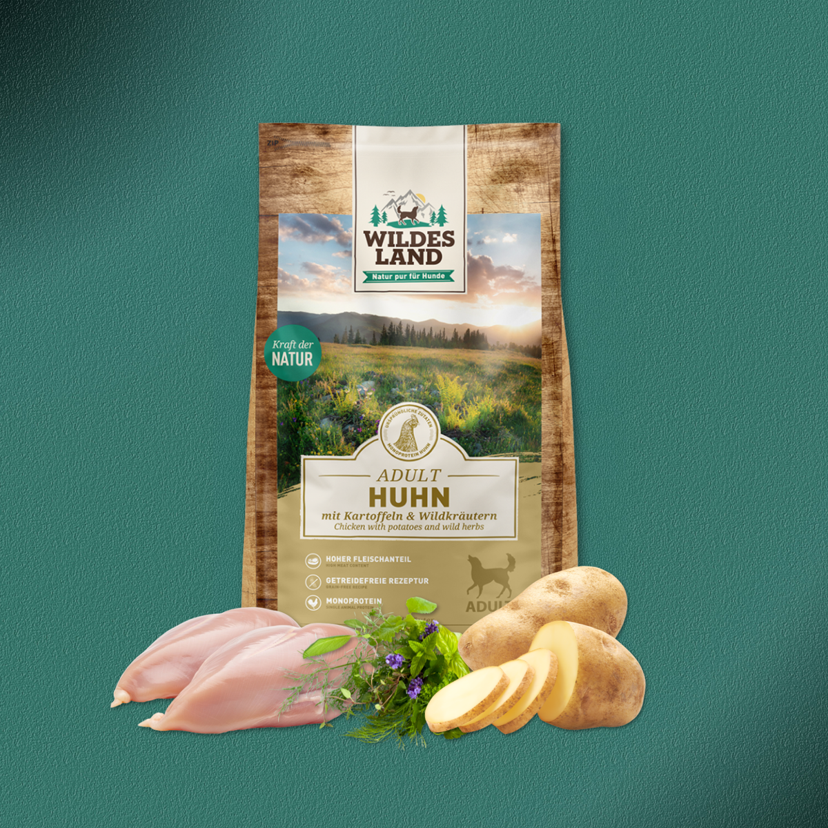 12kg Wildes Land Classic Adult - Huhn mit Kartoffeln und Wildkräutern