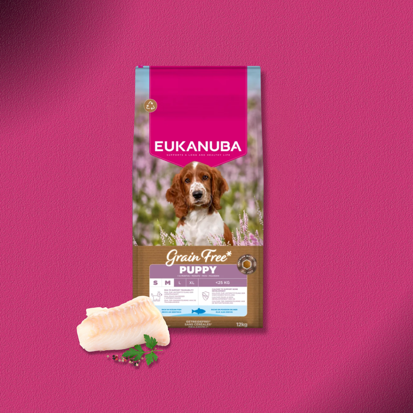 2x12kg Eukanuba Grain Free Puppy Small & Medium Breed Seefisch