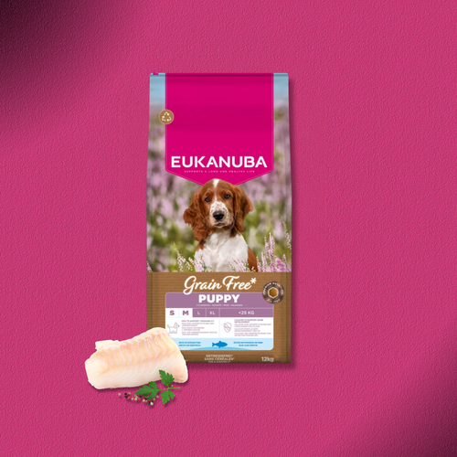 2x12kg Eukanuba Grain Free Puppy Small & Medium Breed Seefisch