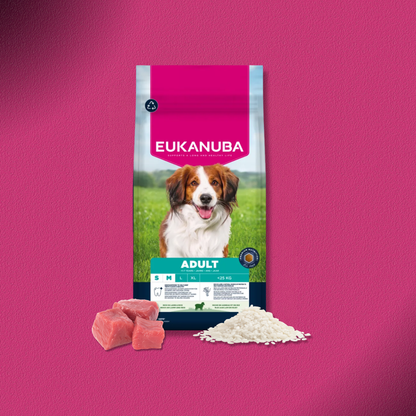 2x12kg Eukanuba Premium Nutrition Adult Small & Medium Breed Lamm & Reis