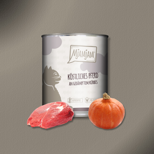 30x800g MjAMjAM köstliches Pferd an gedämpftem Kürbis