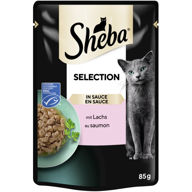 84x85g Sheba Selection in Sauce mit Lachs