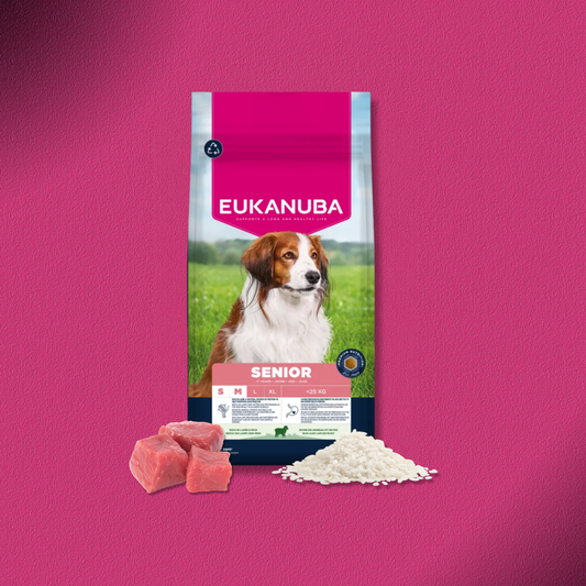 2x12kg Eukanuba Premium Nutrition Senior Small & Medium Breed Lamm & Reis