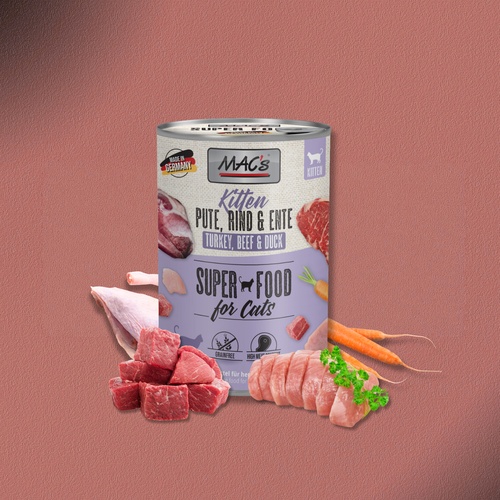6x800g MAC's Cat Kitten Pute Rind und Ente