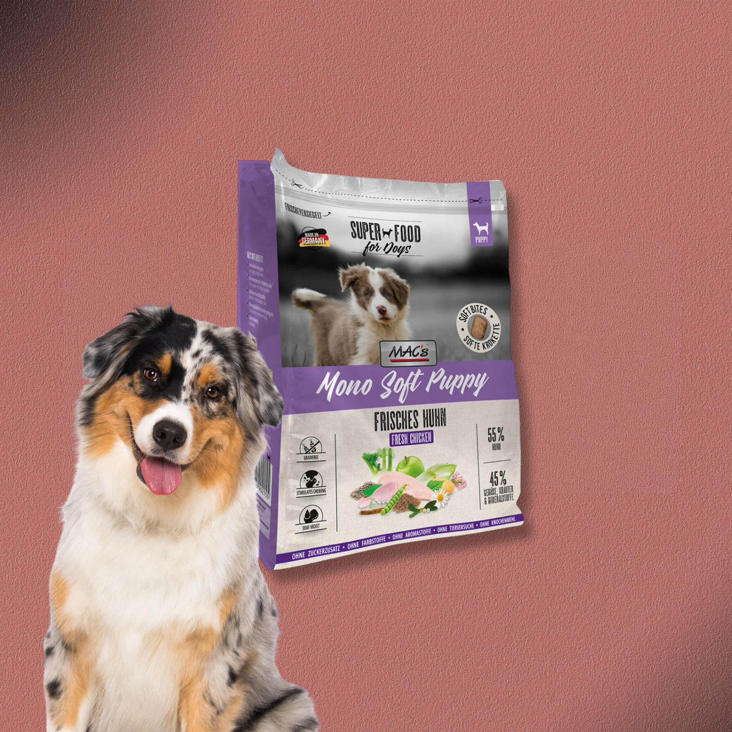 4kg MAC's Dog Mono Soft Puppy - Frisches Huhn