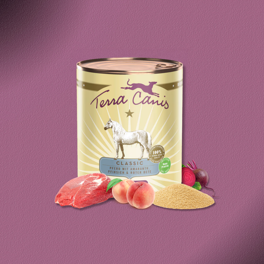 6x800g Terra Canis Classic Pferd mit Amaranth, Pfirsich & Roter Beete