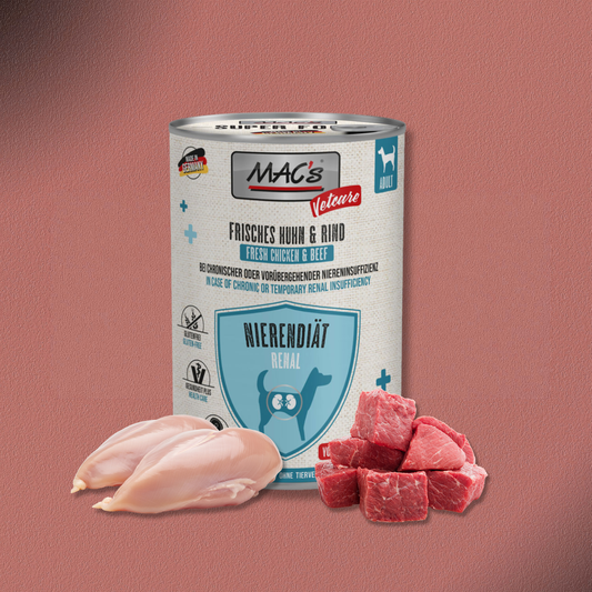 6x400g MAC's Dog Vetcare Nierendiät Huhn & Rind