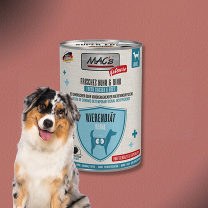 6x400g MAC's Dog Vetcare Nierendiät Huhn & Rind