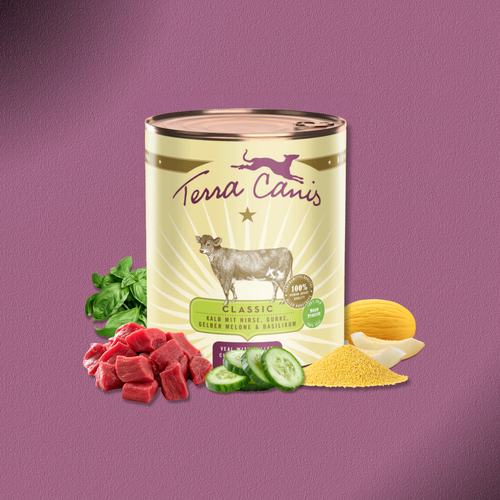 6x800g Terra Canis Classic Kalb mit Hirse, Gurke, gelber Melone & Basilikum
