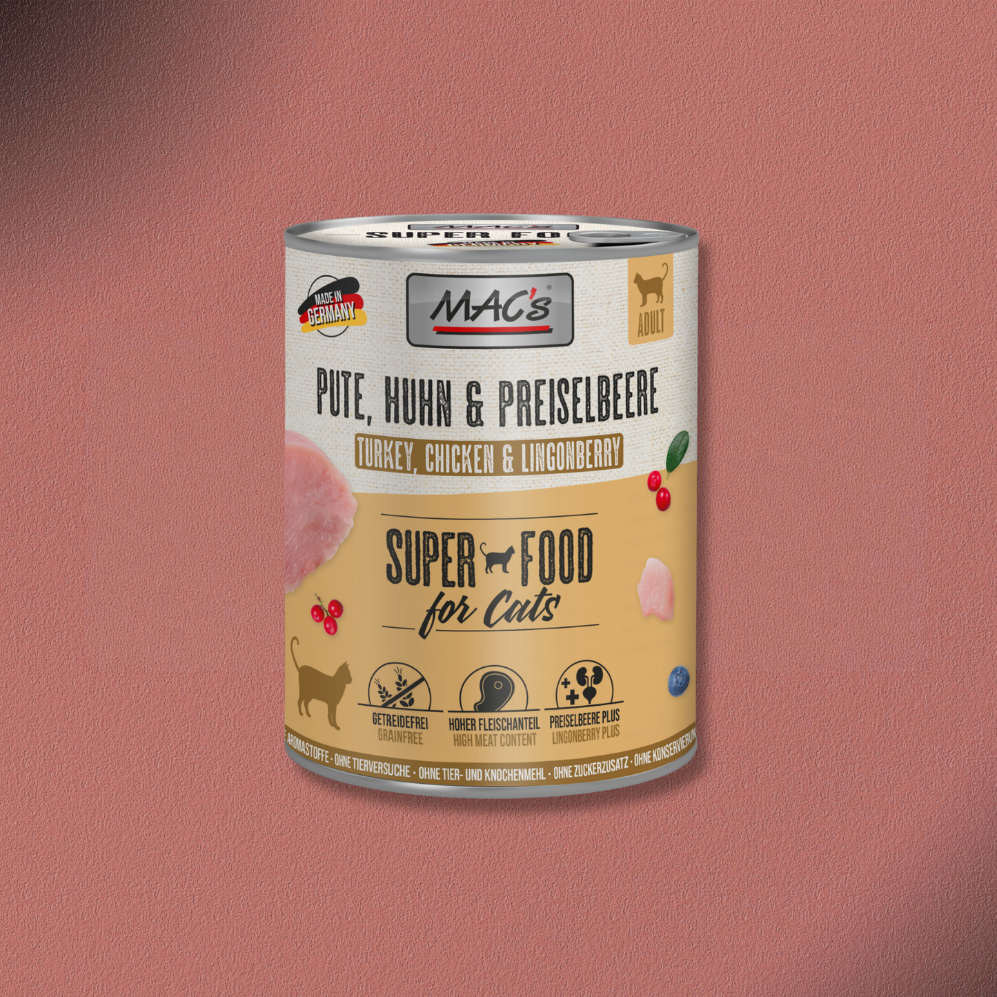 6x800g MAC's Cat Pute, Rind & Heidelbeeren