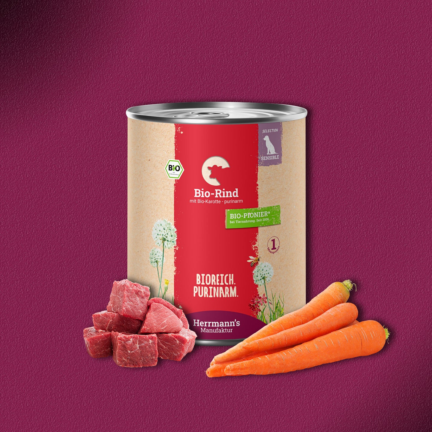 30x800g Herrmann’s Bio-Rind mit Bio-Karotten