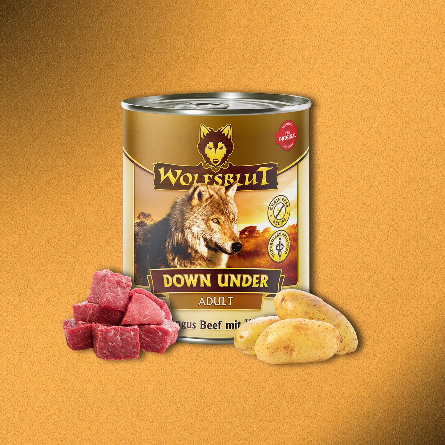 30x800g Wolfsblut Down Under Adult – Black Angus Beef mit Kartoffeln