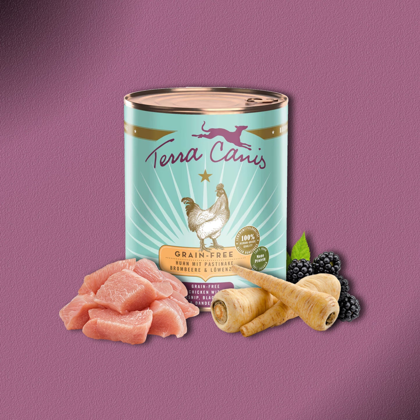 30x800g Terra Canis Grain-Free Huhn mit Pastinake, Brombeere & Löwenzahn