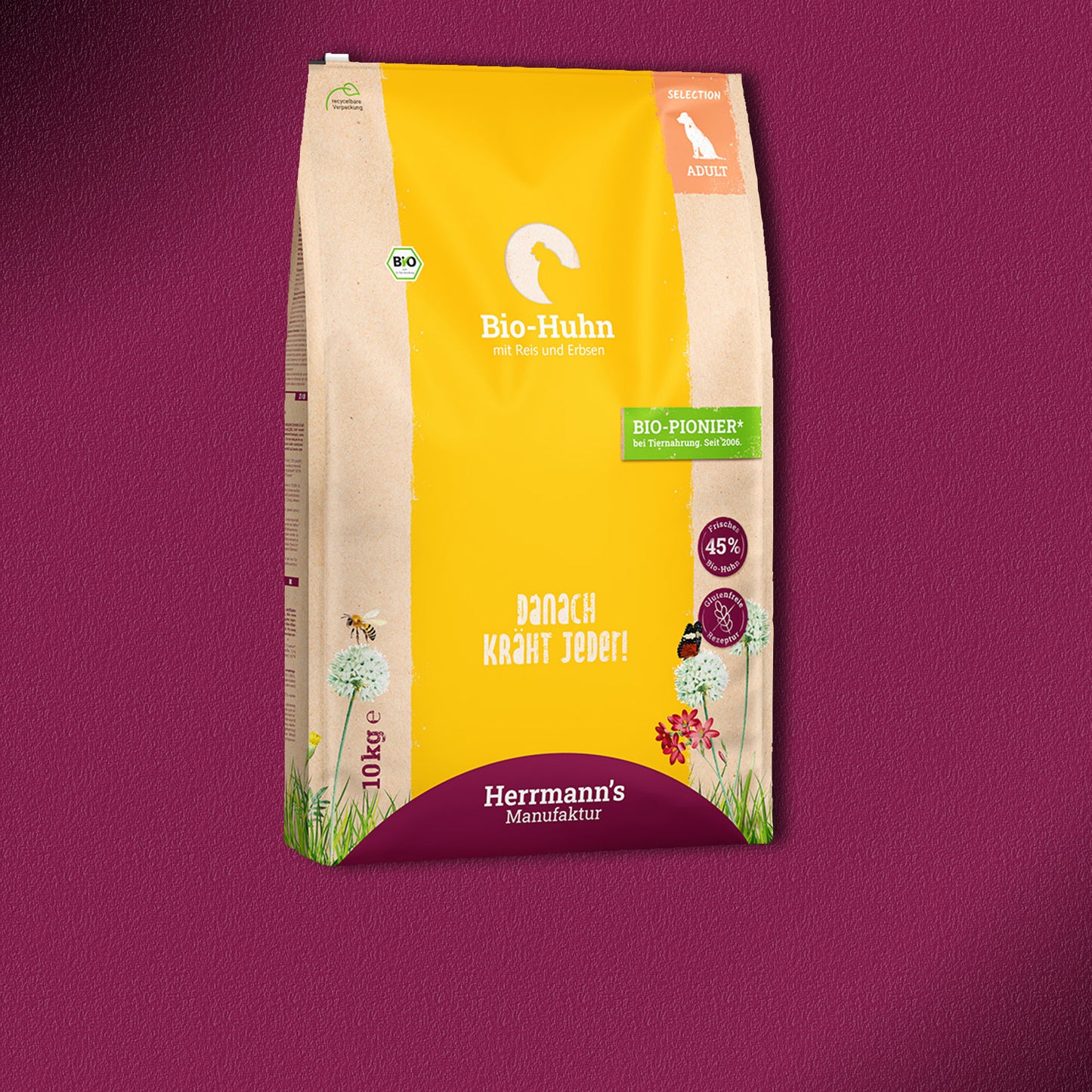 3x10kg Herrmann’s Bio-Huhn mit Reis & Erbsen