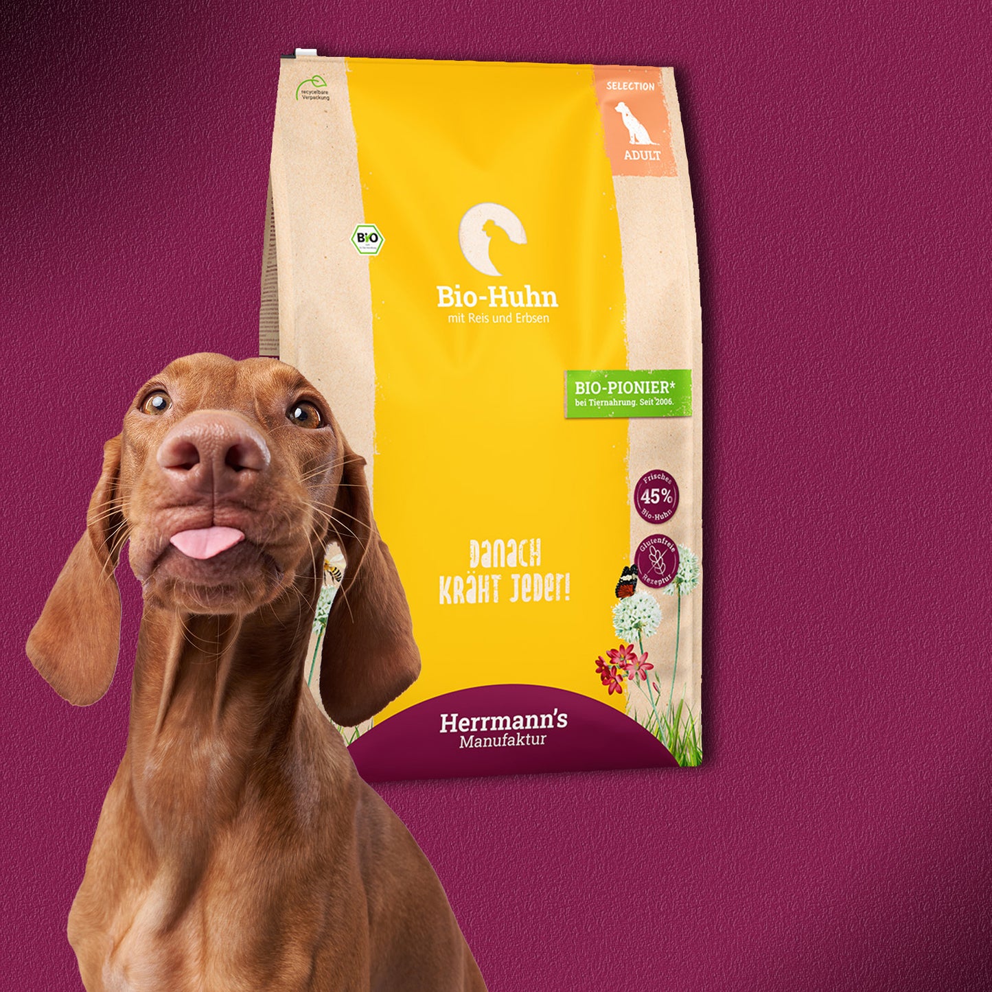 3x10kg Herrmann’s Bio-Huhn mit Reis & Erbsen