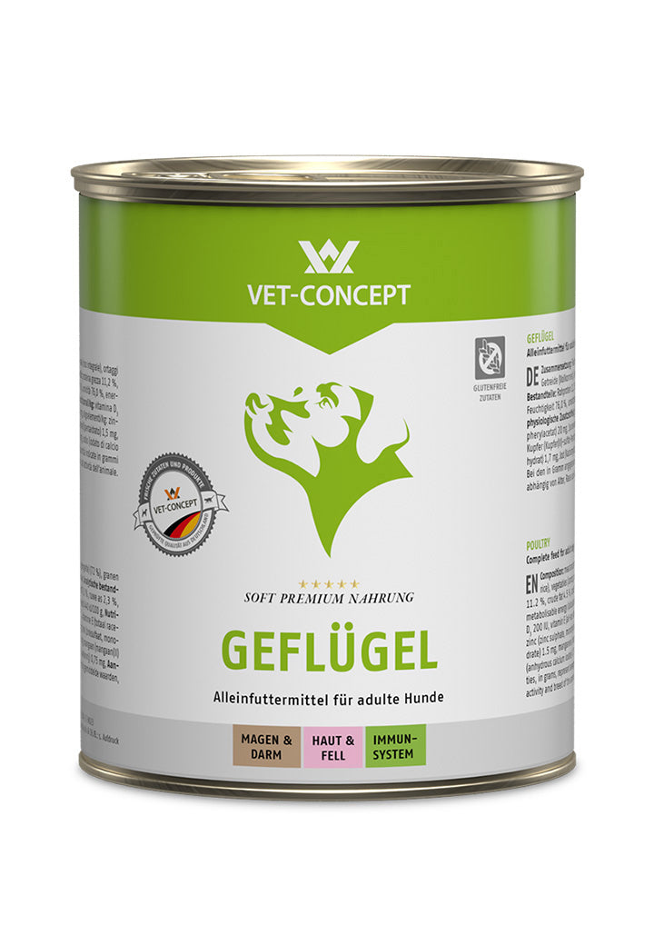 30x800g Vet Concept Hundemenü  - Geflügel