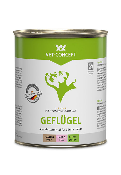 30x800g Vet Concept Hundemenü  - Geflügel