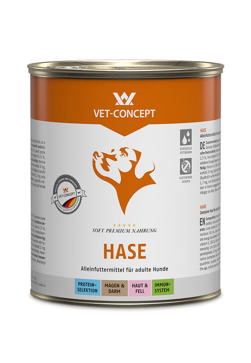 30x800g Vet Concept Hundemenü  - Hase